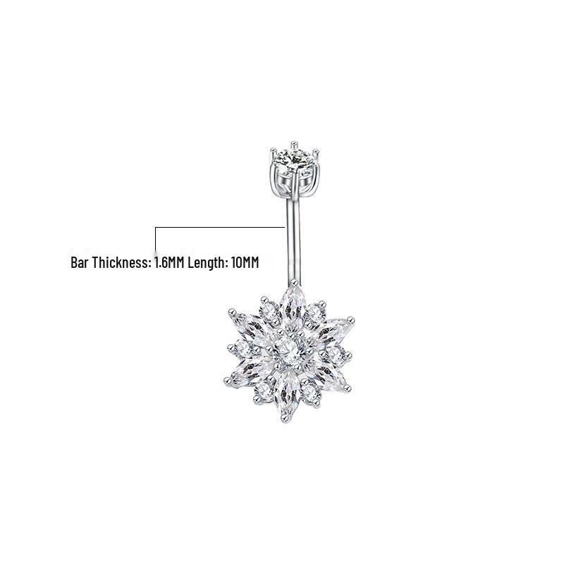 Кольцо для пирсинга пупка из стерлингового серебра 925 пробы с бриллиантом в виде подсолнуха