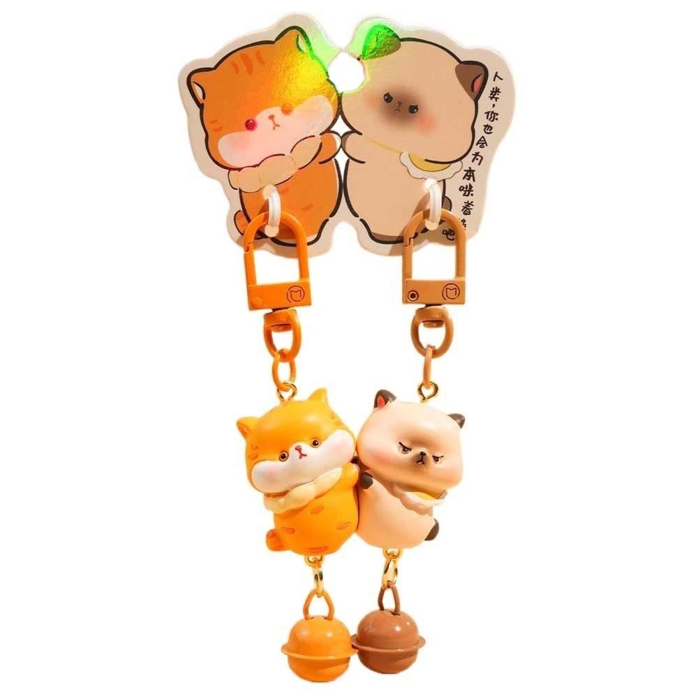 2pcs Resin Couple Keychains Dog Backpack Key Ring Bag Accessories Magnetic Animal Pendants Friends
