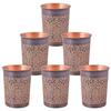 Set Of 6 Copper Water Glass With Carving Design And Black Royal Glossy Finish Specially Made For Dining Kitchen  250 ML