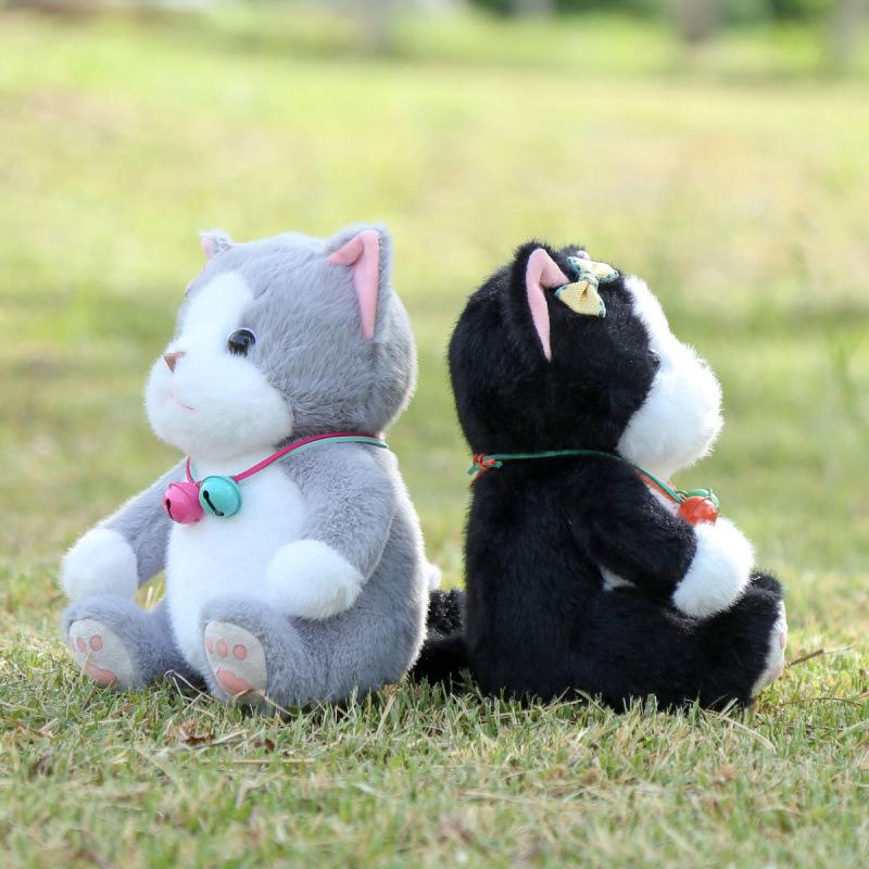 Кошка с колокольчиком, сидящая, плюшевая игрушка-кукла, кукла-кошка, детский подарок, тряпичная кукла, кукла-когтеточка