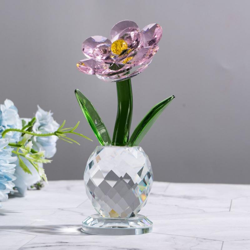 Розовый бриллиант Подсолнух Кристалл Статуэтки оригинальный Дом Роскошь Ремесла креативный Рабочий стол Украшения Подарки Эстетика Спальня Диван Рядом Миниатюры