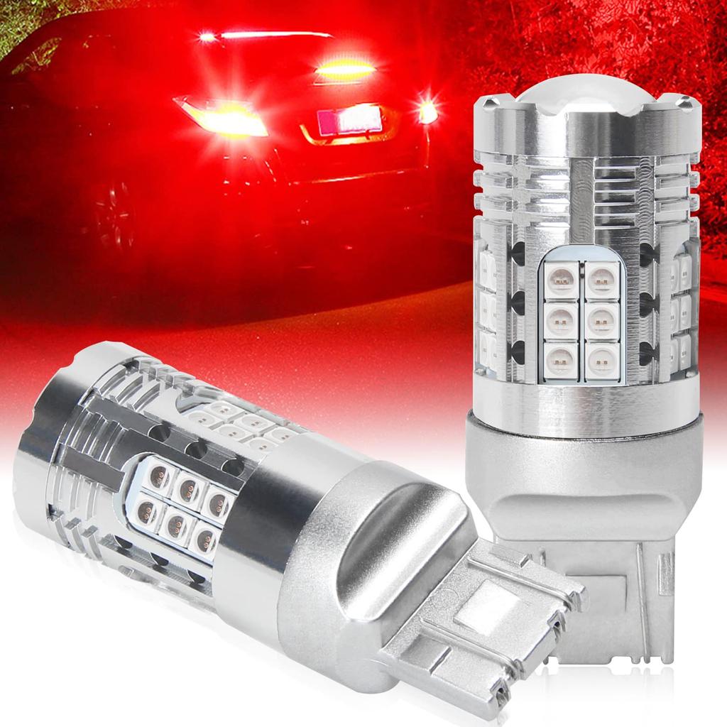 SINMAIT T20 LED Double Sphere Brake Lamp, Red, Compatible with Vehicle Inspections, T20 Double