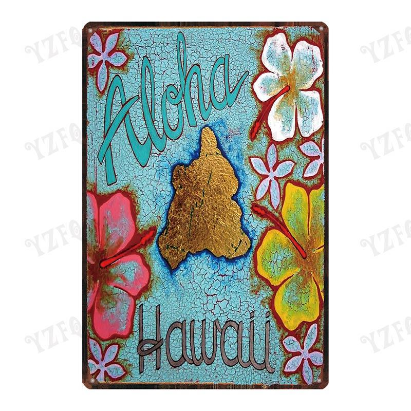 Aloha  Vintage Tin Sign Metal Plates For Wall Art Retro Home Living Room Decor Poster 30X20CM DU-4007A