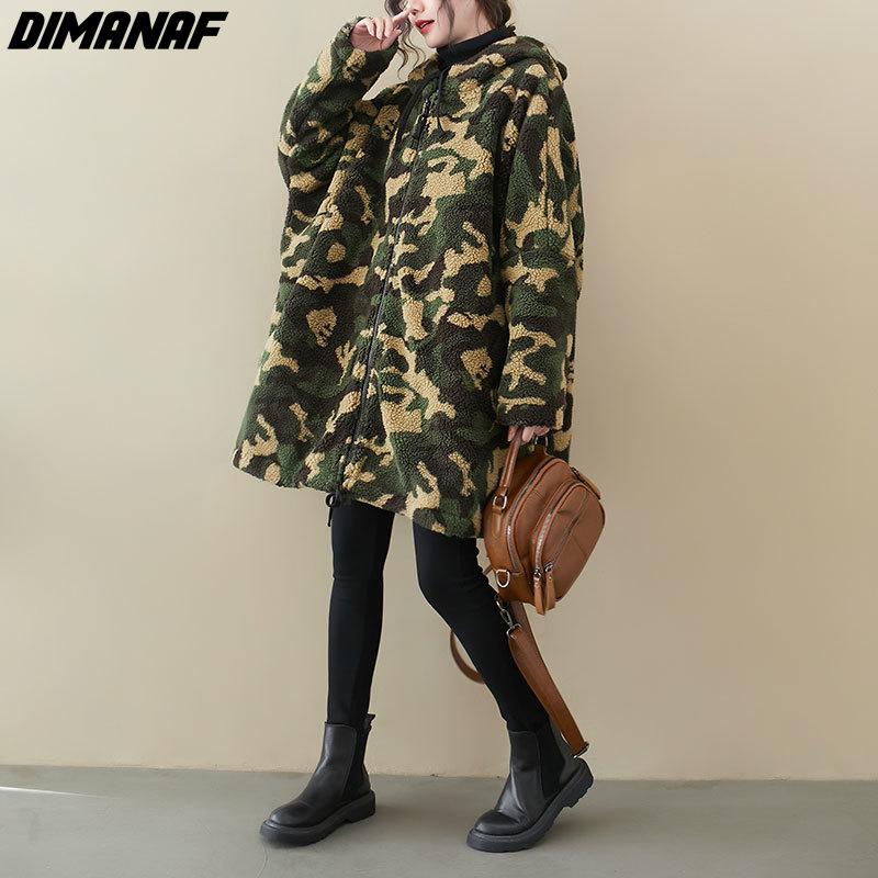 DIMANAF Женские пальто Новые большие размеры Зимние новые кашемировые куртки Пальто Парка с рождественским узором и принтом Дизайн Теплая флокированная верхняя одежда больших размеров