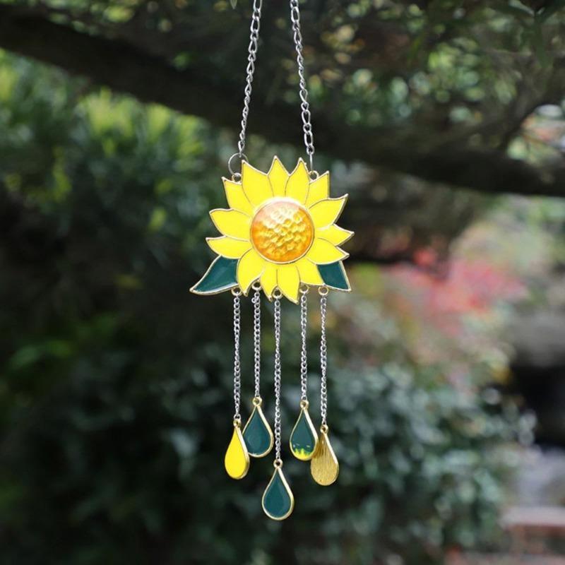 Sunflower Wind Chimes Pendant Metal  Window Windchimes Hanging Ornaments Home Outdoor Yard Garden Decoration
