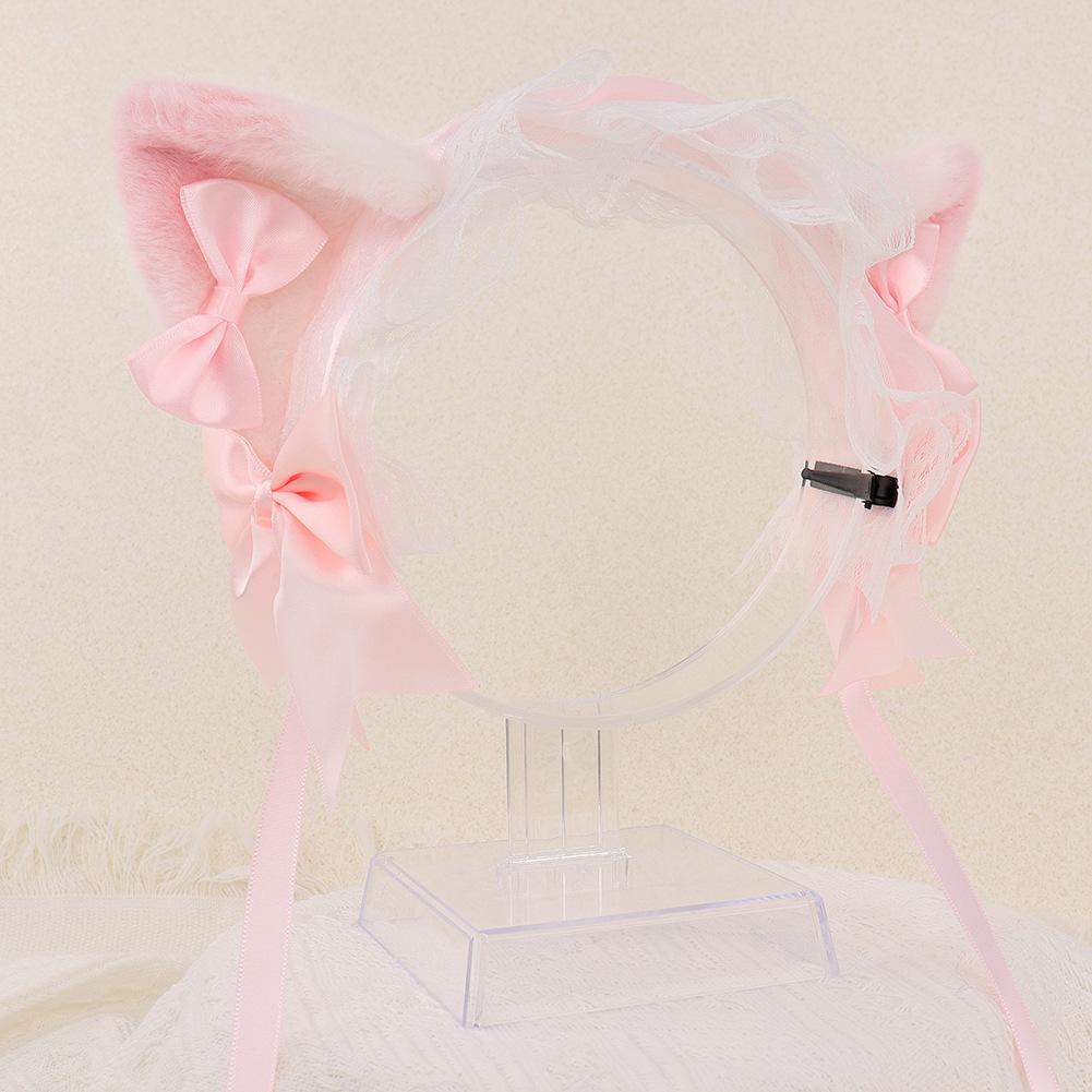 Original handmade cat ear headband Lolita Bowknot Cat Girl Headwear Hair Accessories Lo My daughter is cute KC Simulated cat