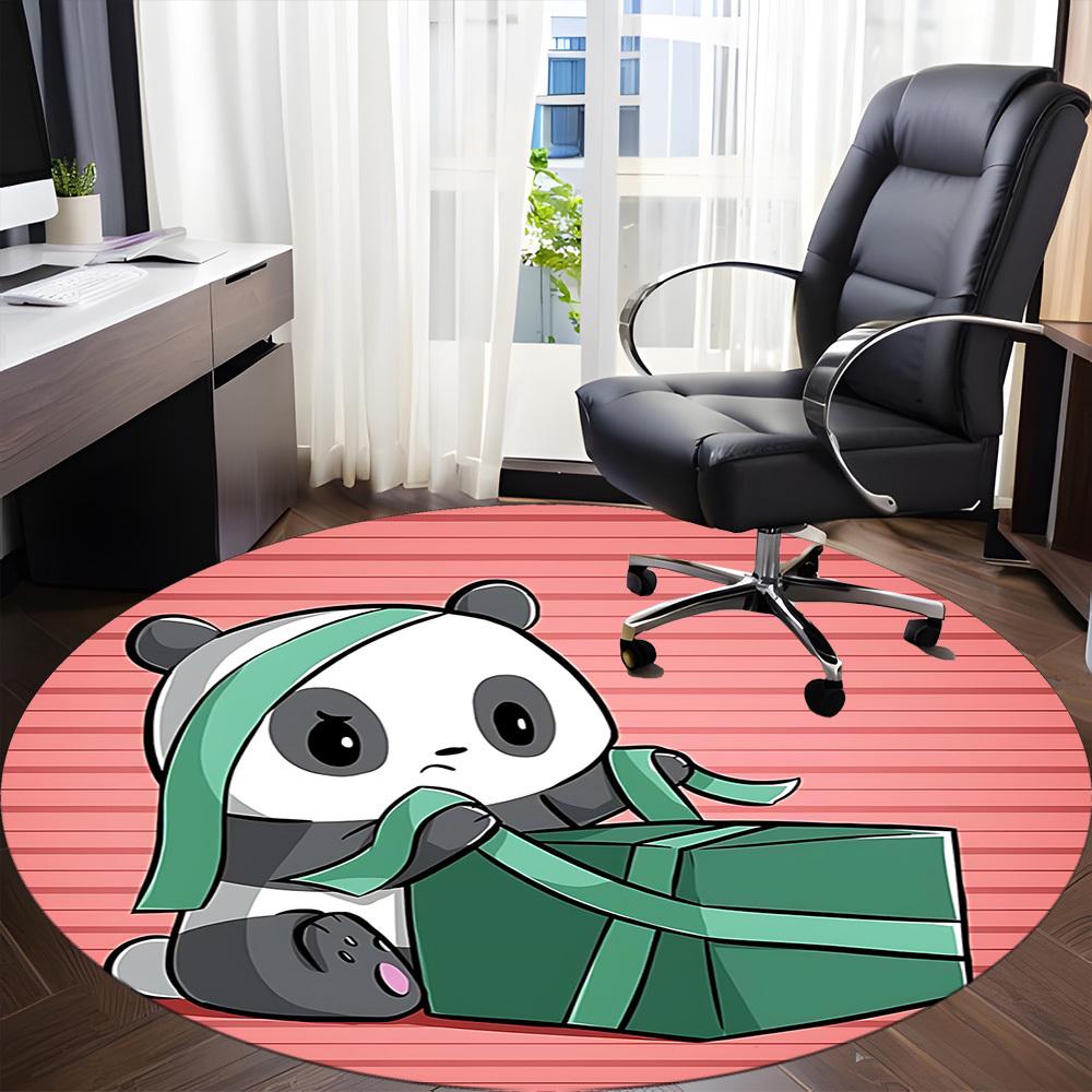 1pc Panda Package Office Round Area Rug, Indoor Mat Suitable For Office, Under Office Chairs Bedroom Living Room Home Decor, Room Deco, 071