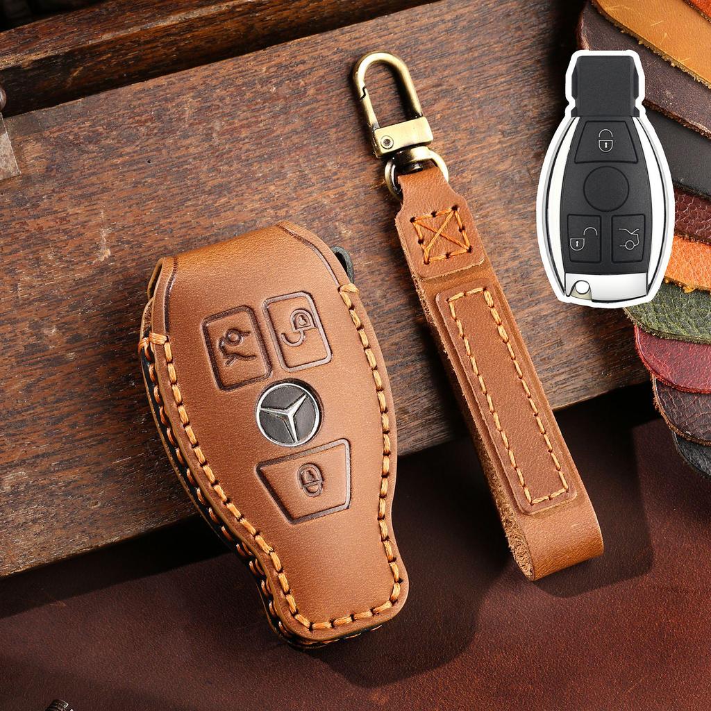 Mercedes-Benz C260L/C200L Handmade Leather Key Cover with Chain