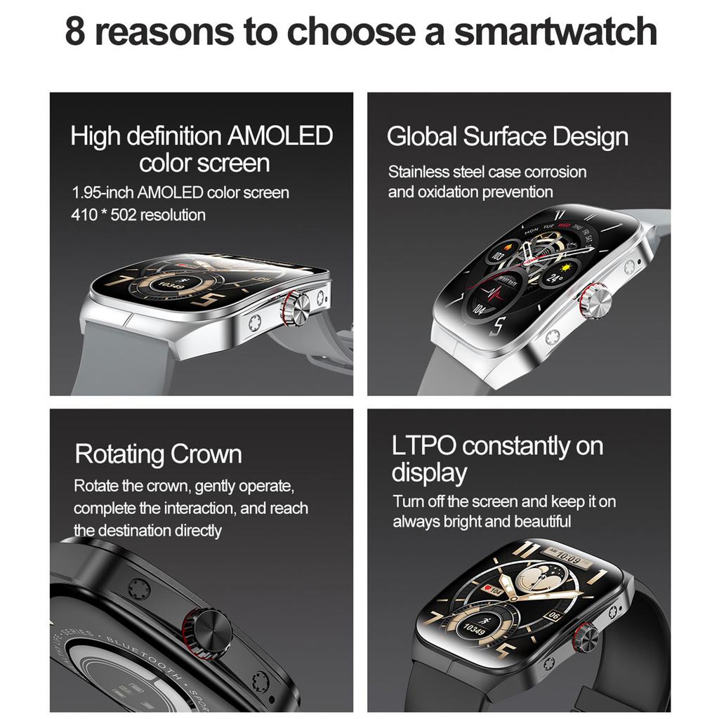 HK80 Smart Watch AMOLED Curved Screen Bluetooth-compatible Call Health Monitor NFC Waterproof Fitness Tracker Watch