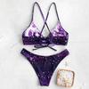 2 шт./компл. комплект бикини с градиентом, без косточек, со звездным принтом, пояс для купания, пляжный костюм