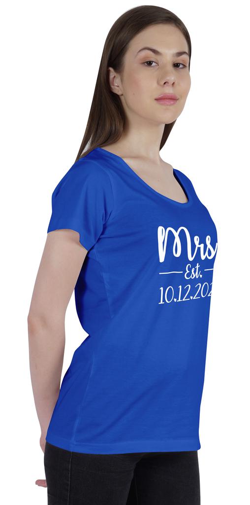 Inkdotpot Персонализированная женская футболка-топ Mrs.  Рубашка с объявлением о свадьбе