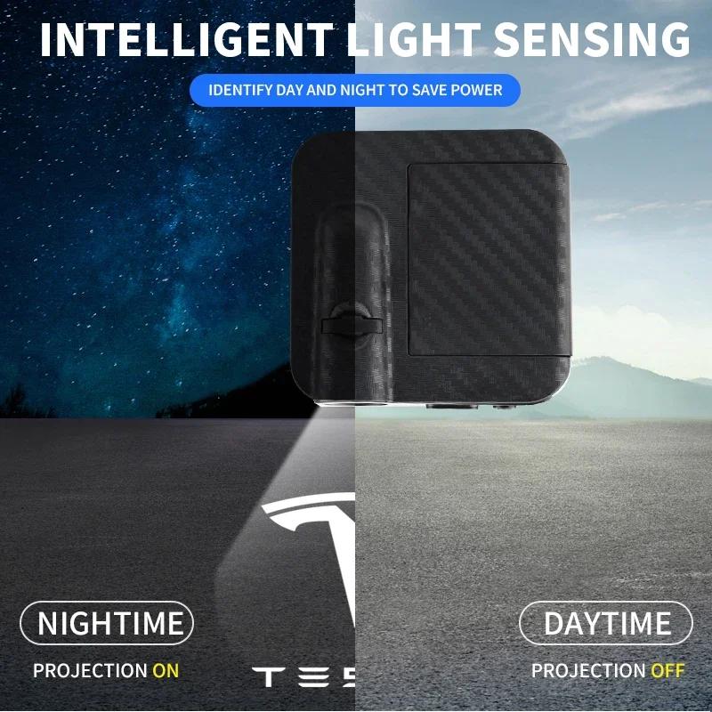Автомобильная наклейка 2025 Новая Tesla 1/2 шт. Проектор на дверь автомобиля Светодиодные приветственные огни Декор для Tesla 3 S X Y Roadster Invader Coil Mod WYE Bon