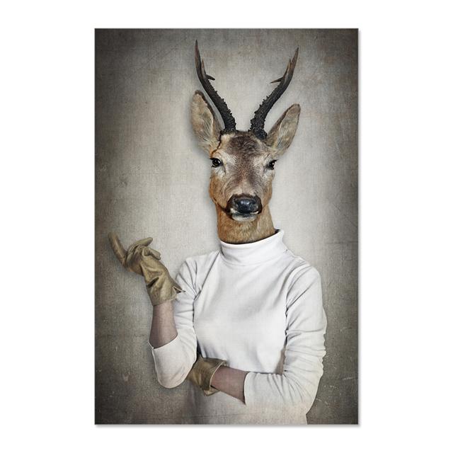 Человеческое тело, голова животного, абстрактная настенная художественная печать, Жираф, медведь, лев, холст, картина, скандинавский плакат, декор, фотографии для гостиной, без рамки