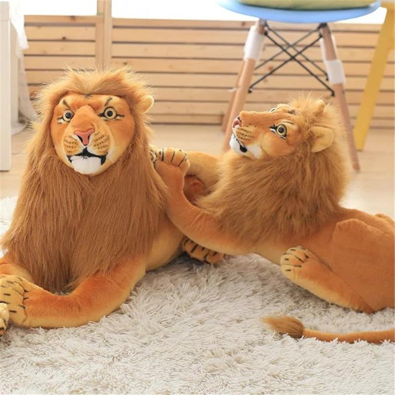 Large Simulated Lion Doll African Lion Forest Animal Model Plush Toy Cloth Doll Children's Christmas Gift