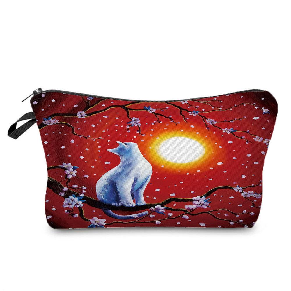 Женская косметичка с принтом кошки, органайзер для туалетных принадлежностей, дорожный чехол для хранения 6689