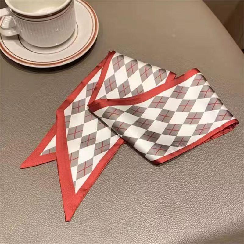 Маленький белый и нежно-зеленый шелковый шарф для женщин, тонкая лента, повязка на голову, резинка для волос, украшение для сумки, длинный