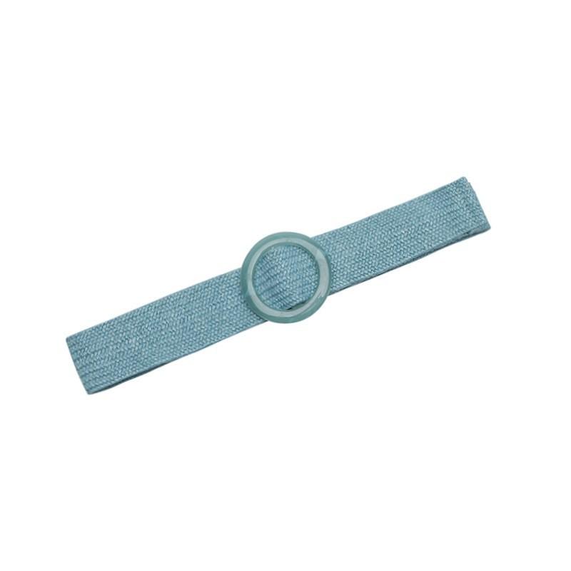 Ethnic Style PP Grass Woven Waist Belt, Wooden Buckle Round Buckle, Elastic Non Perforated Wide Waist Belt, Bohemian Linen Waistband Waist Seal