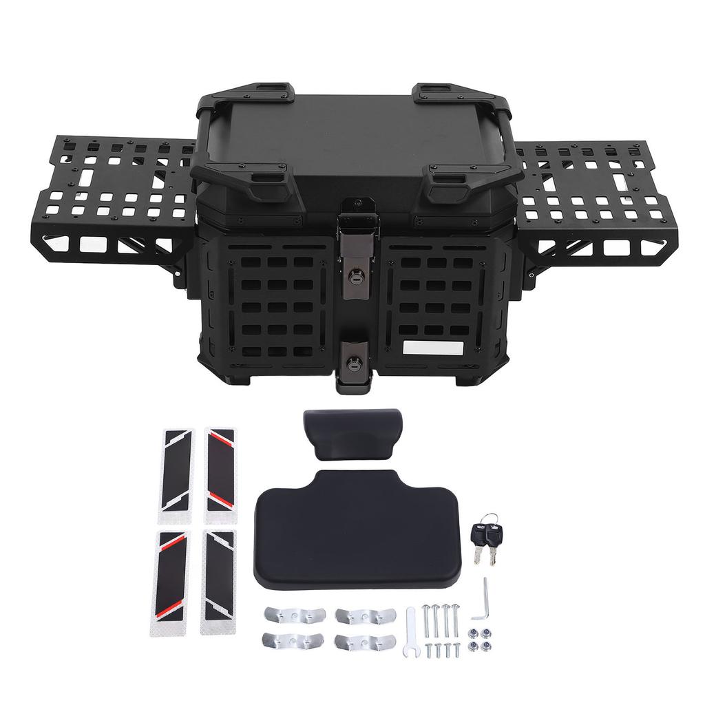 45L Motorcycle Top Case with Security Lock Waterproofing Aluminum Alloy Quick Release Trunk Top Box for Helmet Luggage