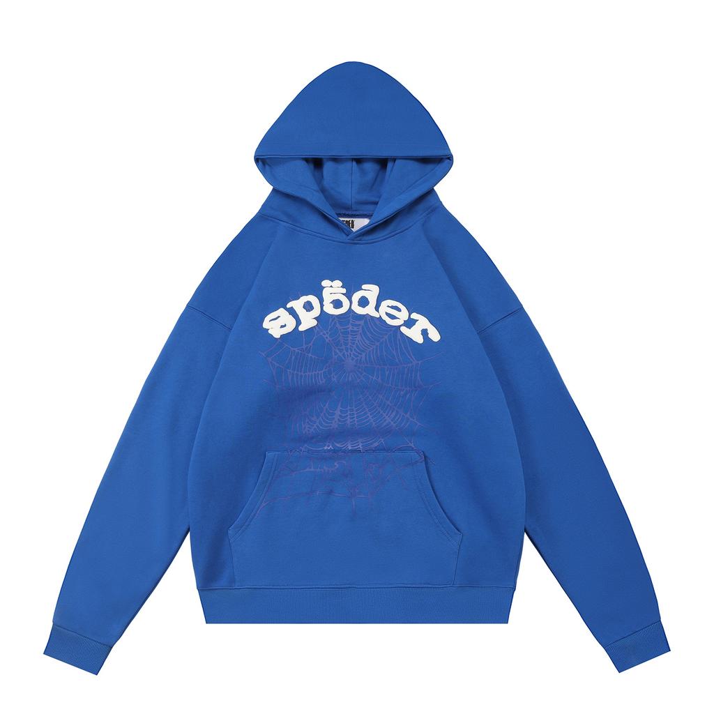 Cross-border beauty tide sp5der loose American hip-hop street casual loose and versatile pure cotton hooded sweater printing