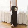 Women Maxi Skirt Adjustable Drawstring High Waist Side Slit Large Hem Long