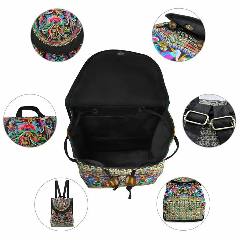 Новая холщовая сумка с вышивкой в ​​этническом стиле Юньнань, сумка для взрослых и детей, школьная сумка, женский рюкзак с вышивкой на плечо