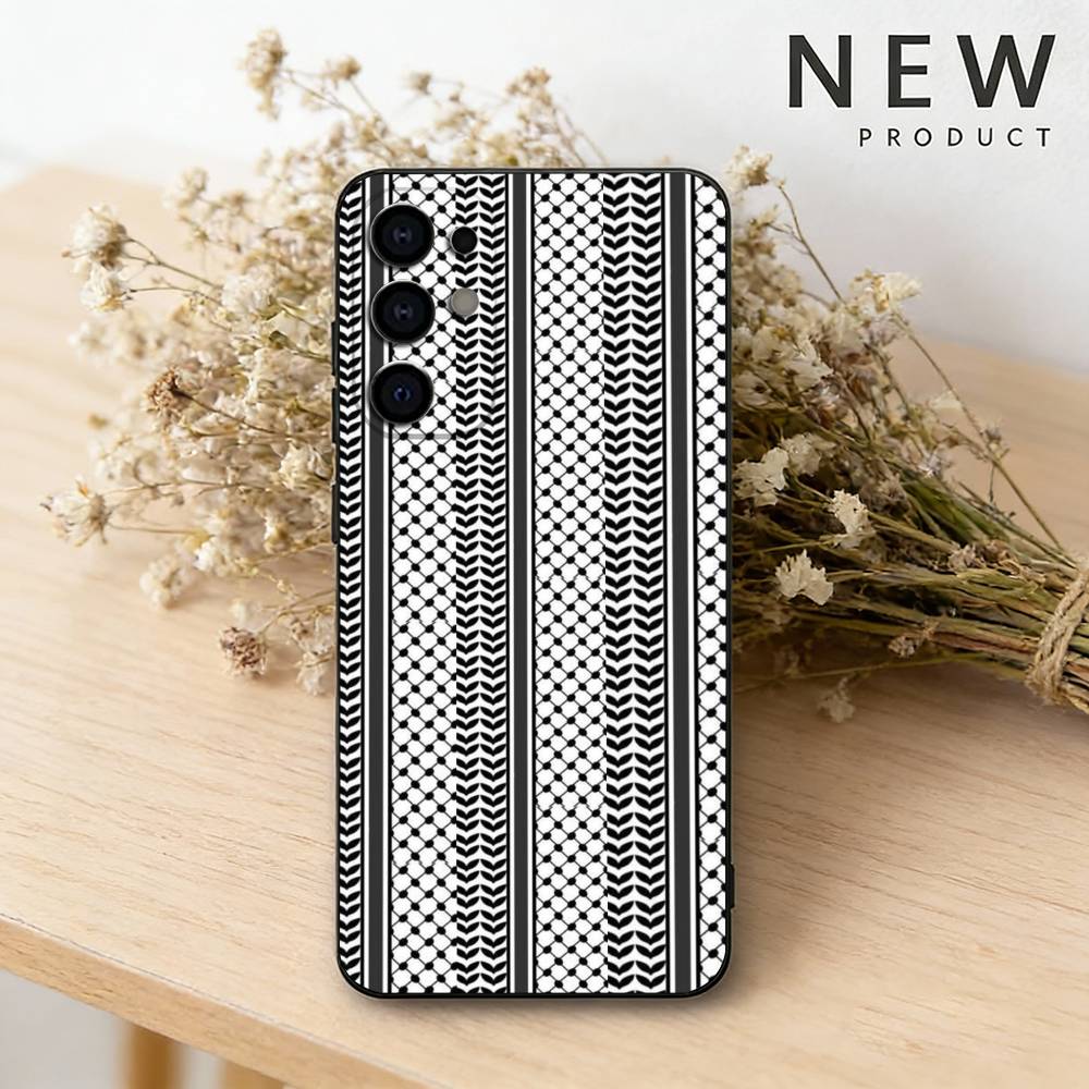 Чехол для телефона P-PalestineS Hattah K-Keffiyeh для Samsung S26,25,24,23,22,21,20,30,Ultra,Plus,Fe,Lite Черный корпус