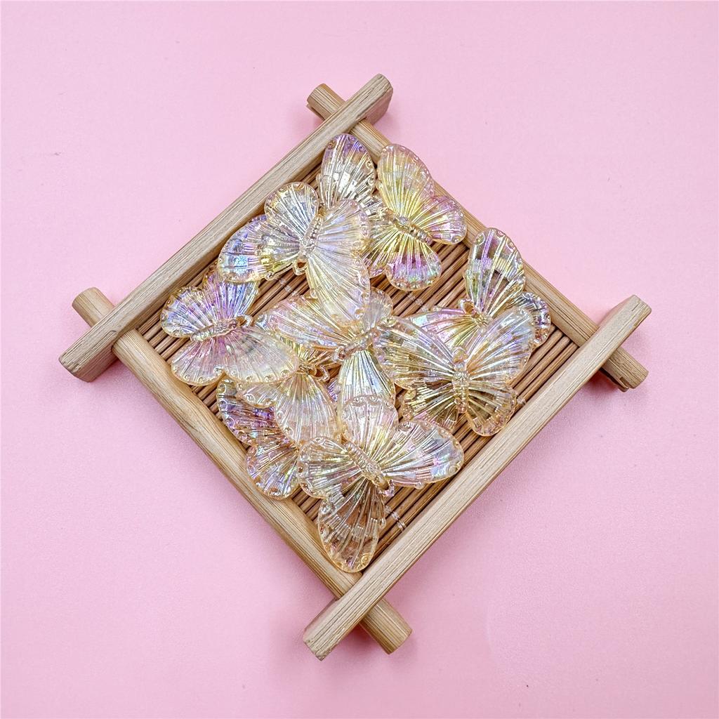 Креативные модные ювелирные изделия, аксессуары, сделай сам, материал для ожерелья, бусины-бабочки, изготовление браслетов, лазерные цветные бусины 30 * 23 мм, 10 шт.