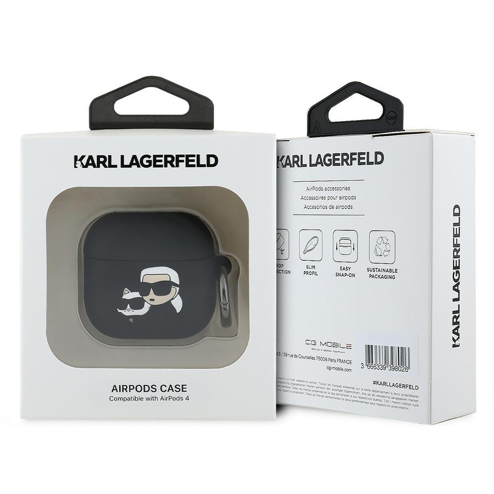 Karl Lagerfeld Kla4Runkchk Airpods 4     Cover Black Silicone Karl&Chaupette Head 3D