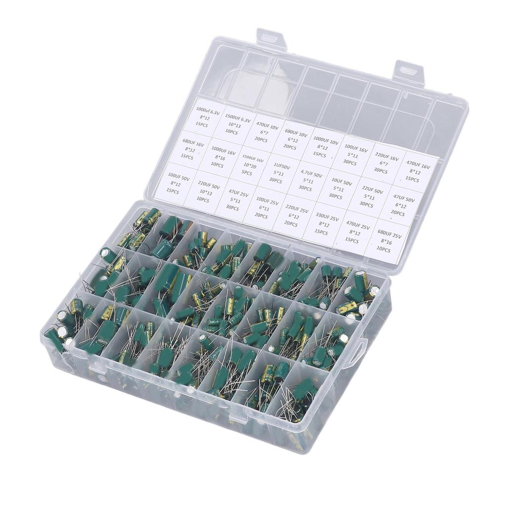Набор электролитических конденсаторов 460 шт. В ряд Алюминиевые электролитические конденсаторы Набор ассорти 6,3 В‑50 В Зеленый
