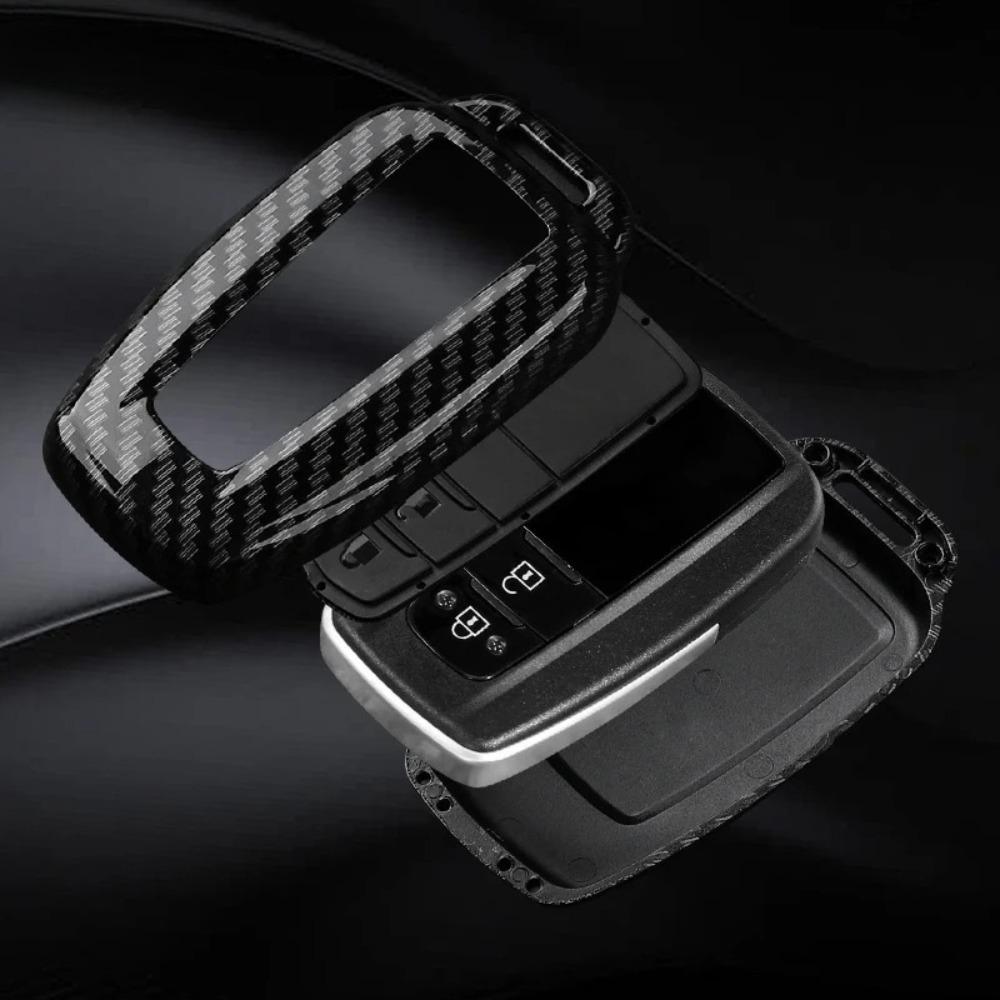 ABS Углеродное волокно Чехол для ключа автомобиля Крышка Оболочка Брелок для Toyota Prius Camry Corolla C-HR CHR RAV4 Prado 2018 2022 Аксессуары для ключей