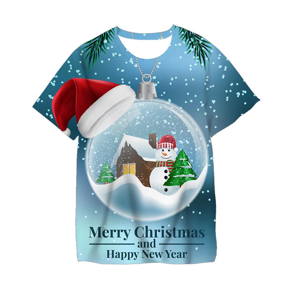 Kawaii Christmas T-Shirts 3D Print Santa Claus Snowman T Shirt Fashion Kids Casual Boys Girls Children O-Neck Tees Tops Clothing
