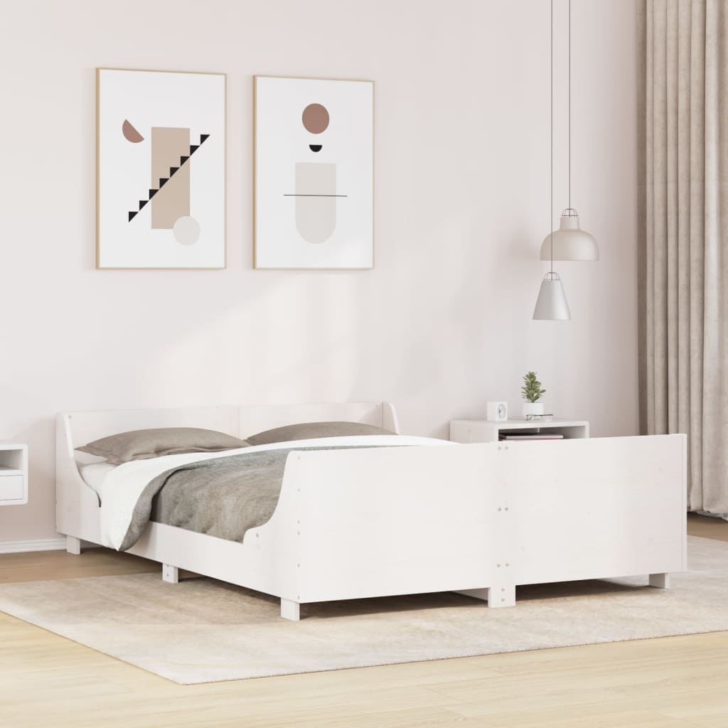 Vidaxl Rama Łóżka Bez Materaca, Biała, 140X190 Cm, Lite Drewno Sosnowe