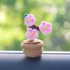 Hand Knitted Diy Mini Potted Crochet Wool Sunflower Car Interior Center Console Decoration Ornaments Cute Plant Decoration Doll
