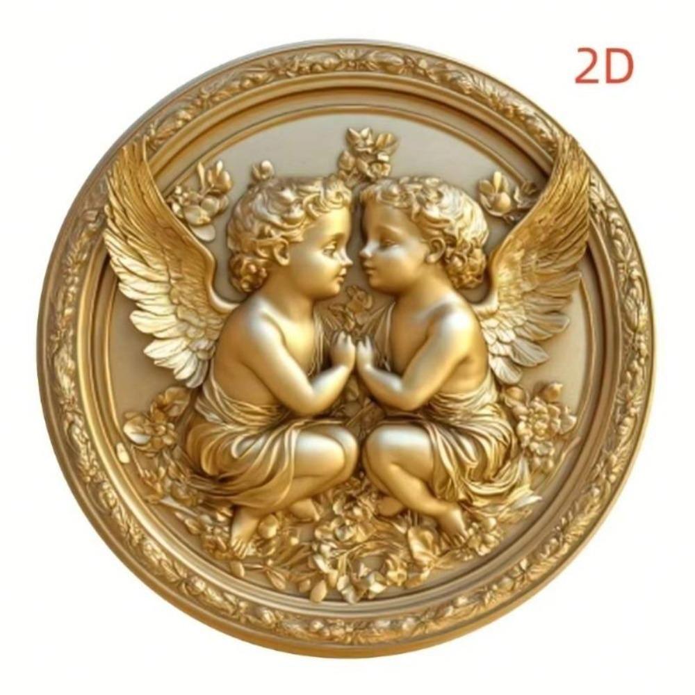 Винтажное ангельское настенное искусство Золотой Белый Рельеф Металлический Декор Скульптура Домашнее Украшение