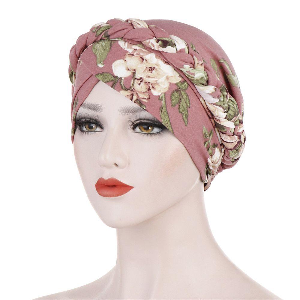 Caps Floral Print Soft Cotton Head Wrap Women Braid Hijab Cancer Chemo Caps Ladies Muslim Turban