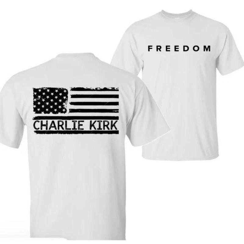Футболка Charlie Kirk - Свобода Классическая хлопковая рубашка 100% Премиальный материал Обычный крой