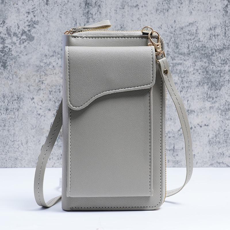 Korean Style Shoulder Messenger Bag - Large Capacity with Long Wallet for Ladies, Solid Color Mobile Phone Bag