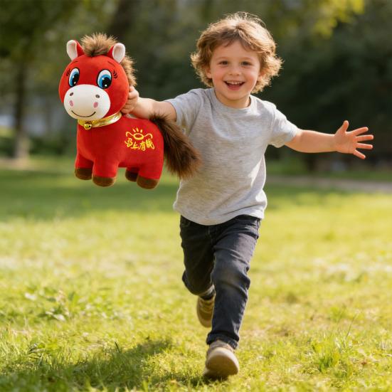 2026 Год Лошади Плюшевая Игрушка Счастливая Лошадь Талисман для Лунного Нового Года Мягкая Набивная Игрушка для Украшения Символ Удачи Празднование