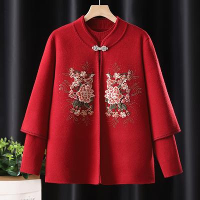 Мамина весенне-осенняя кофта-жакет, короткий свитер-кардиган, осенне-зимние топы для женщин среднего и пожилого возраста, модная одежда