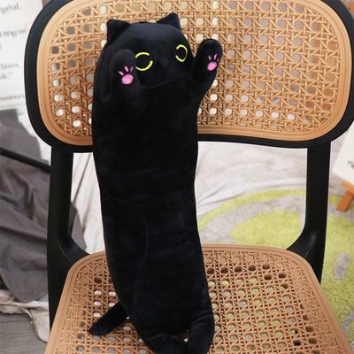 Плюшевая игрушка для сна Длинная кошка Подушка для сна Декор для дома Черный кот Плюшевый 44 см Кавайная плюшевая кошка Подушка для обнимания