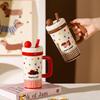 Милая керамическая кружка в горошек большого объема с крышкой, высококачественный подарок на день рождения для девушки, офиса, пары, девушки