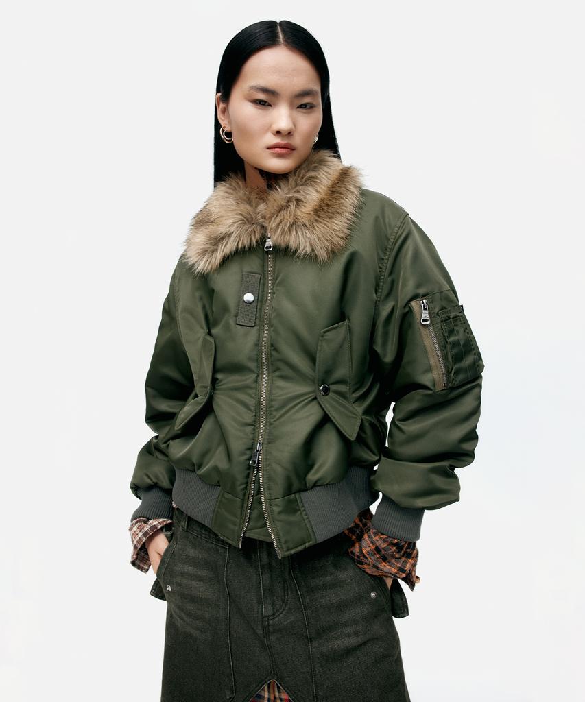 Adsb Andersson Bell Fur Collar Ma-1 Bomber Awa737U(Khaki)