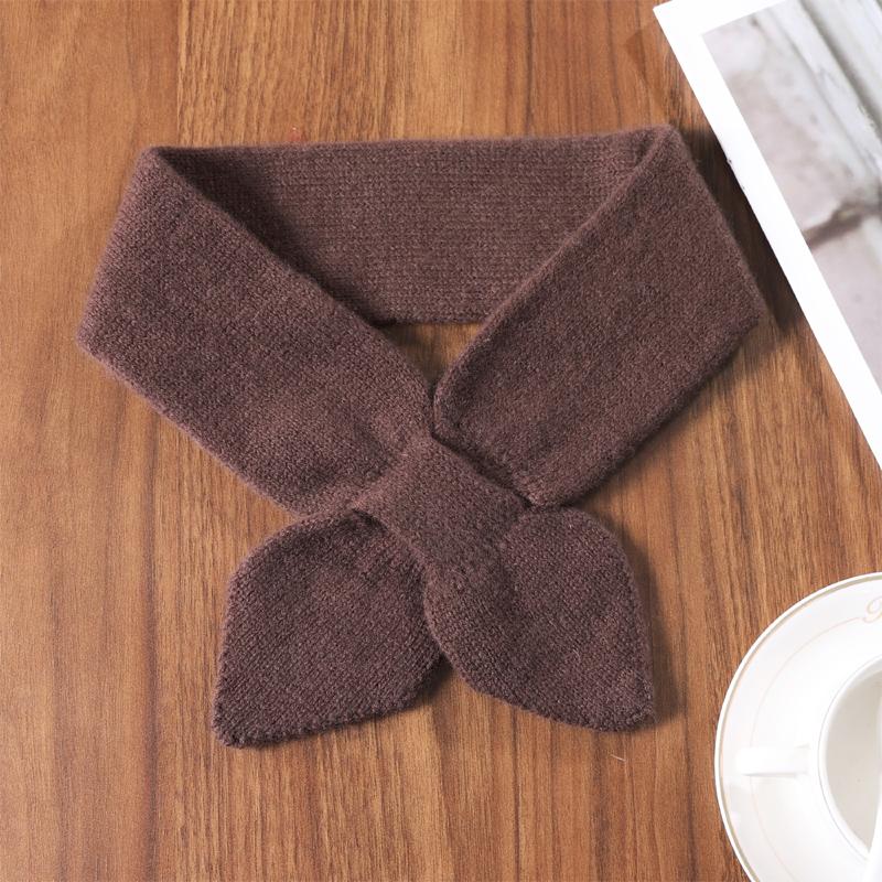 Women's 100% Wool Neck Warmer Scarf Soft Knitted Bow Knot Decoration Solid Color Fashionable Winter Accessory Fake Collar
