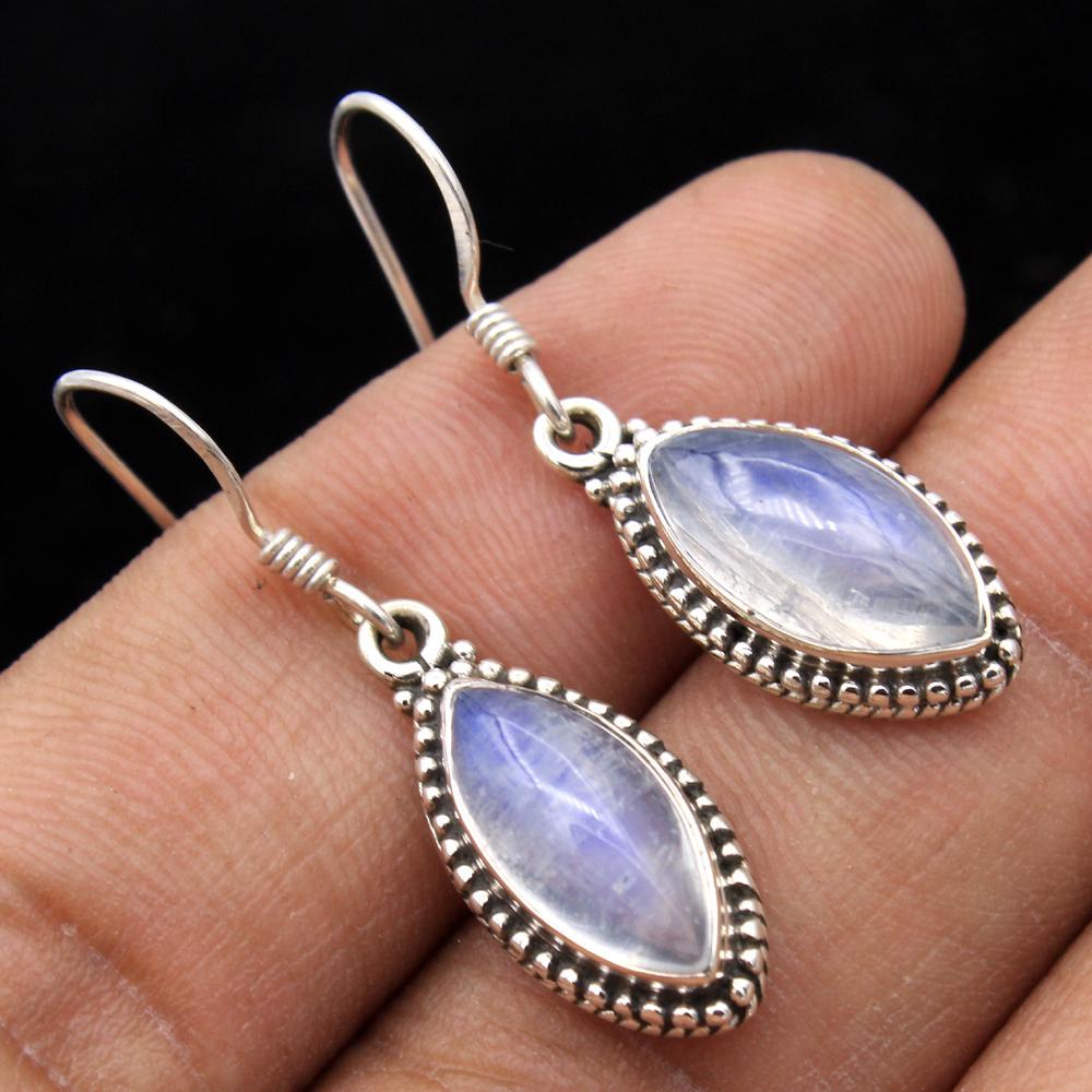 Labradorite Mystic Topaz Moonstone Handmade Earring 925 Sterling Silver Women Jewelry