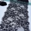 Черное кружево Шантильи, 3 м x 23,5 см, Неэластичная французская кружевная ткань с ресничками для свадеб, нижнего белья, платьев, одежды, шитья и рукоделия