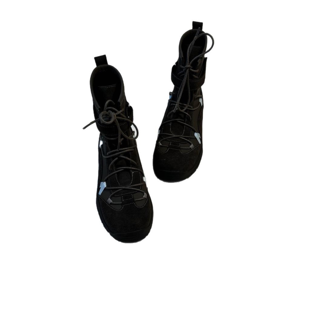 Color Matching Straps "Ballet Style Short Boots Round Head Soft Platform Sports Versatile Fashionable Hiking Shoes Thin Boots Short Boots