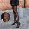 Black Sheer Tights Leopard Print Seamless Stockings Y2K Style Thin Pantyhose