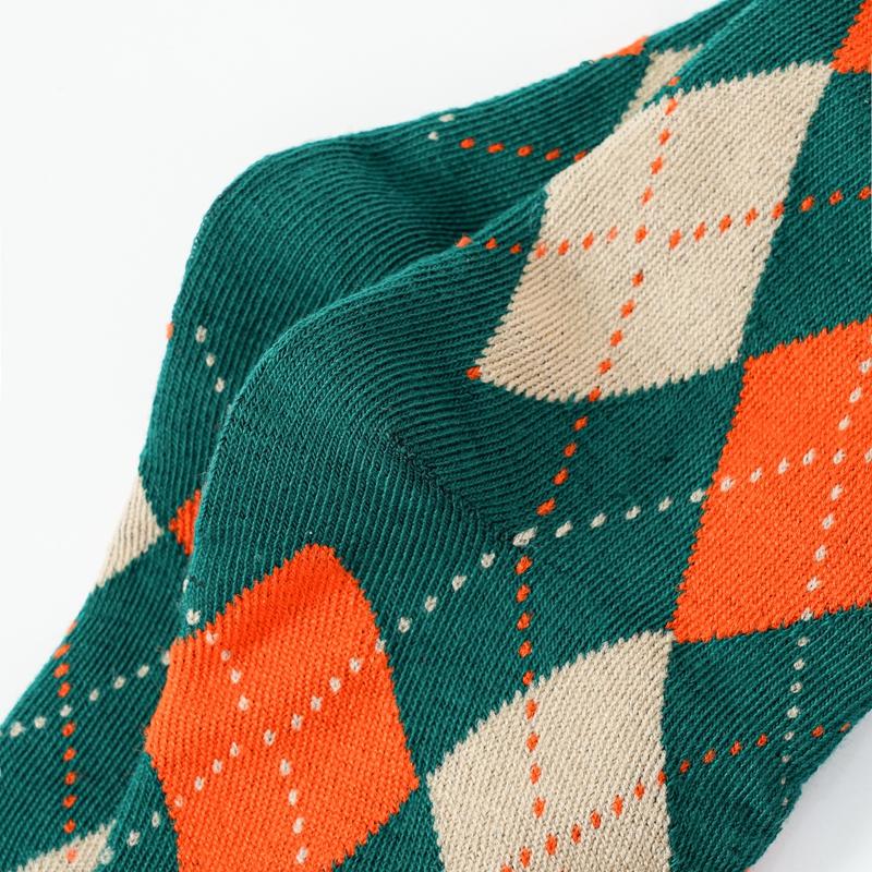 Women's Autumn Winter Socks Fashion Rhombus Thickened Warm Socks Women Mid-tube Socks