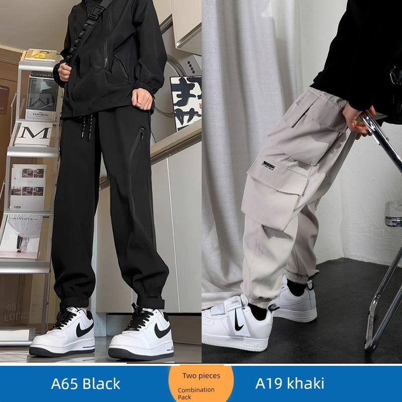 American-Style Black Cargo Pants for Men Paired with Martin Boots, Vibe Functional Straight-Leg Autumn Jogger Pants