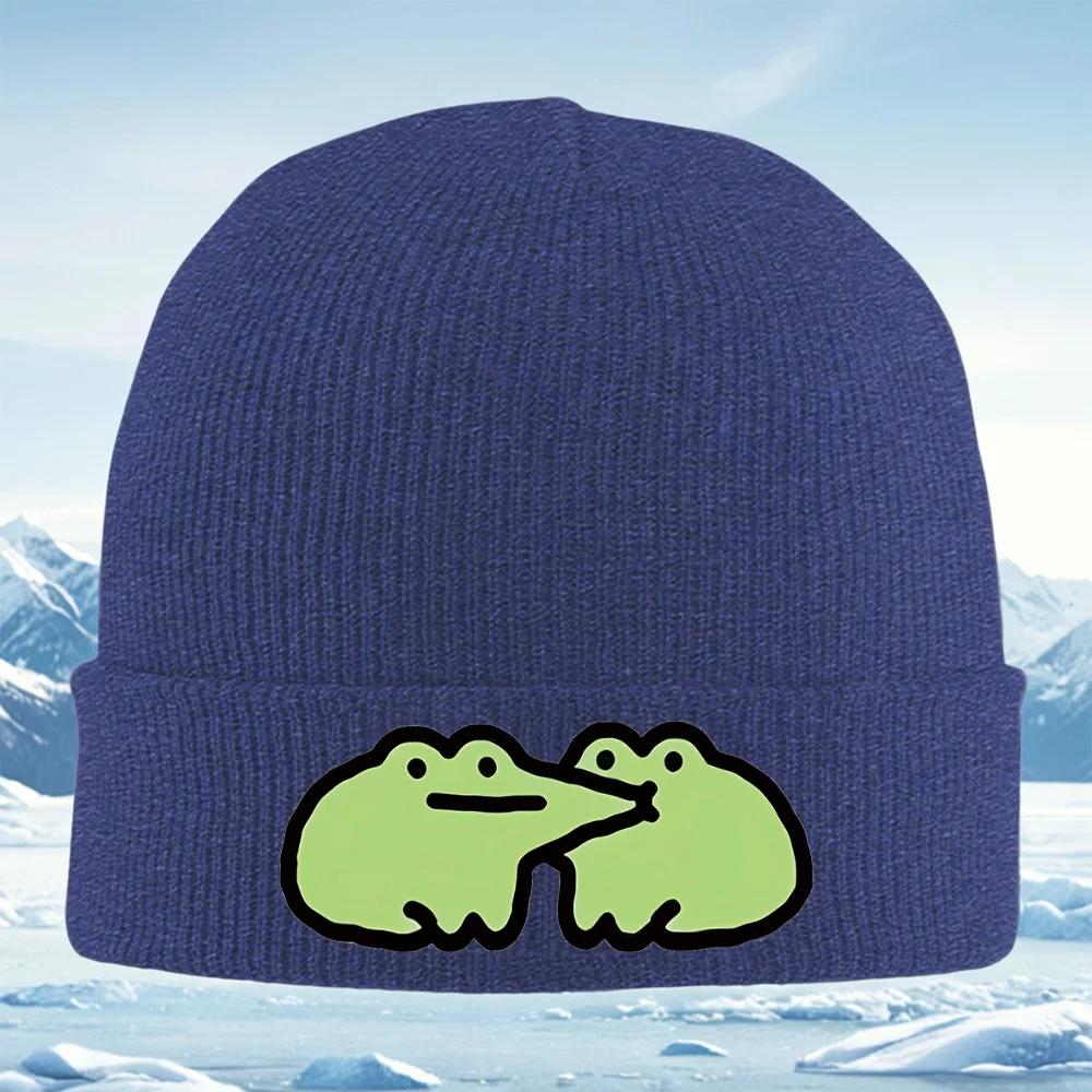 Two Frogs Kissing Each Other Unisex Women Unisex Knitted Hat Beanie Pullover Cap Winter Thermal Warm Christmas Outdoor Cycling Hiki
